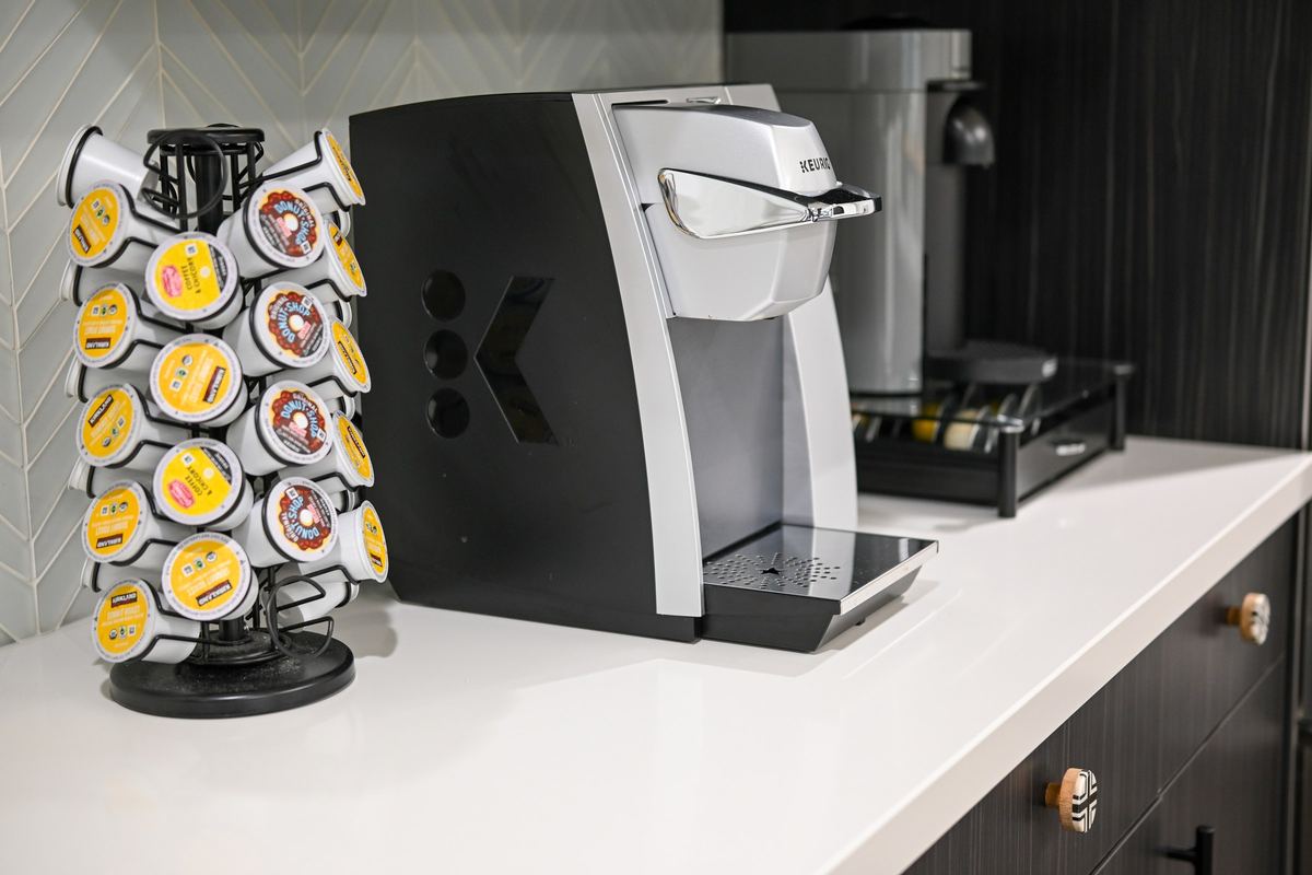 The coffee station in the kitchen
